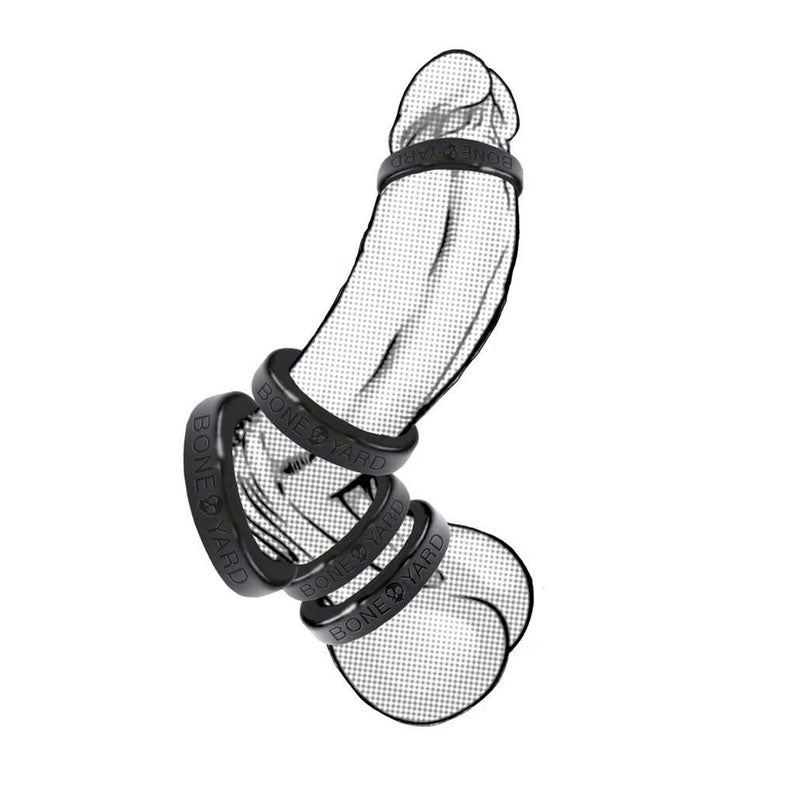 Boneyard Silicone Ring Five Piece Kit Black > Cock Ring > Sets - Tophatter Daily Deals