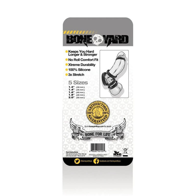 Boneyard Silicone Ring Five Piece Kit Black > Cock Ring > Sets - Tophatter Daily Deals