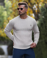 Soft Timeless Men's Cable Knit Sweater - Crewneck, Cotton Light gray - Tophatter Daily Deals