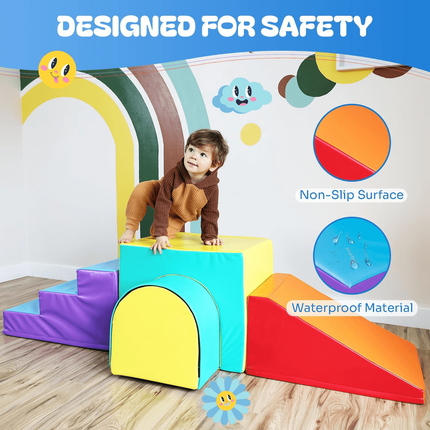 Soft Play Climbing Blocks - 4-Piece Soft Play Set Baby Foam Climber Block for Toddler Baby & Toddler - Tophatter Daily Deals