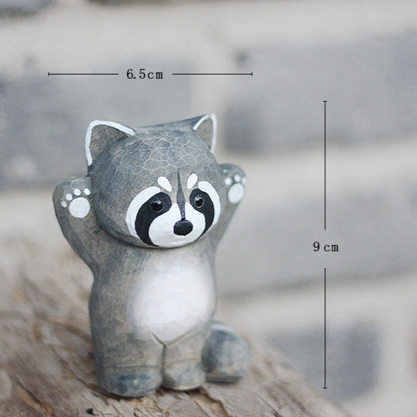 Baby Raccoon Handmade Wood Carved Ornament Ornament - Tophatter Daily Deals