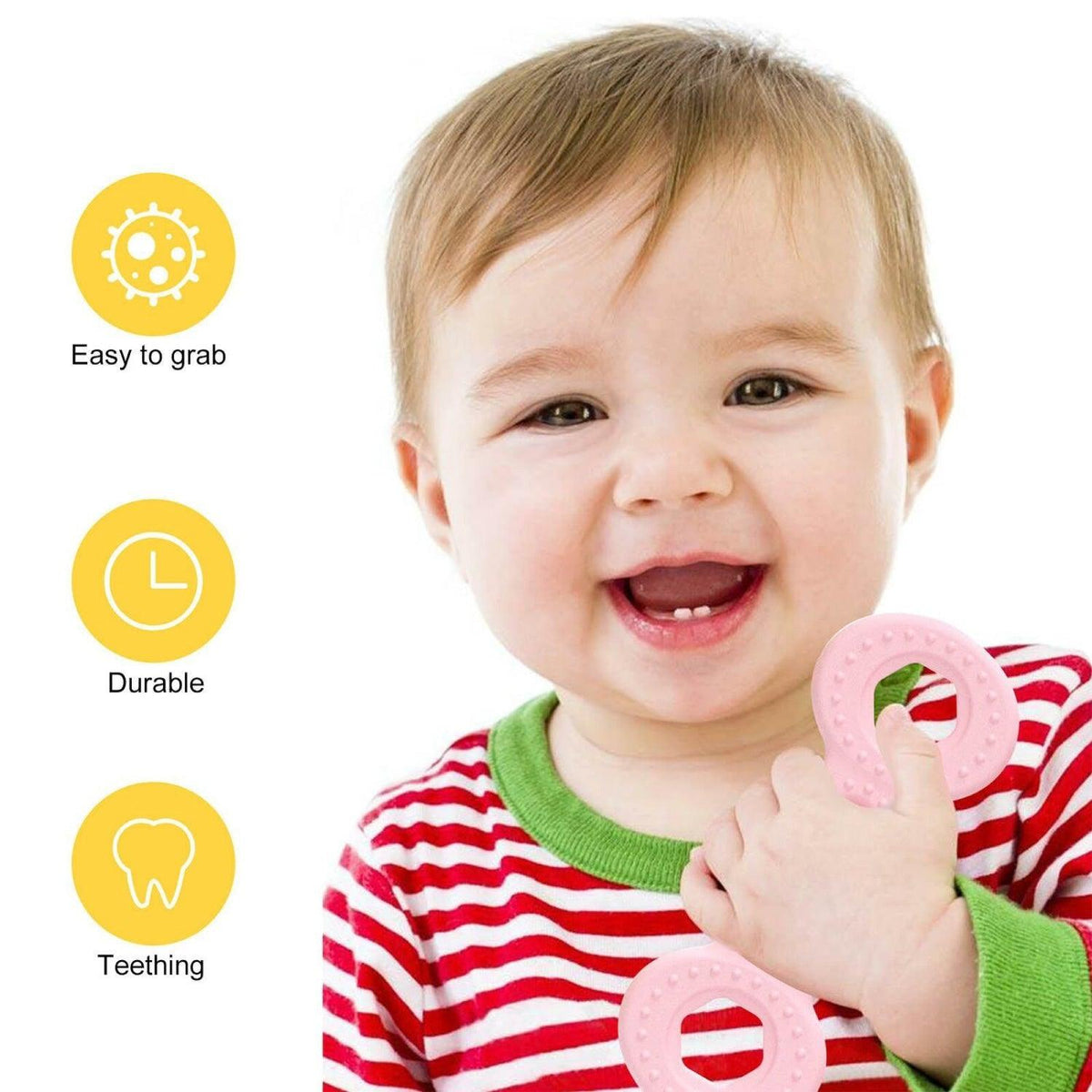 Teething Toys for Babies - Silicone Baby Molar Teether Chew Toys with Pacifier Clips, Hammer Wrench Spanner Pliers Shape Baby Toys for Stimulates Dental Tools - Tophatter Daily Deals