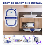 Baby Bath Tub - Foldable Child Bathtub With Thermometer & Bathtub Cushion & Bath Net Baby Health & Grooming Kits - Tophatter Daily Deals