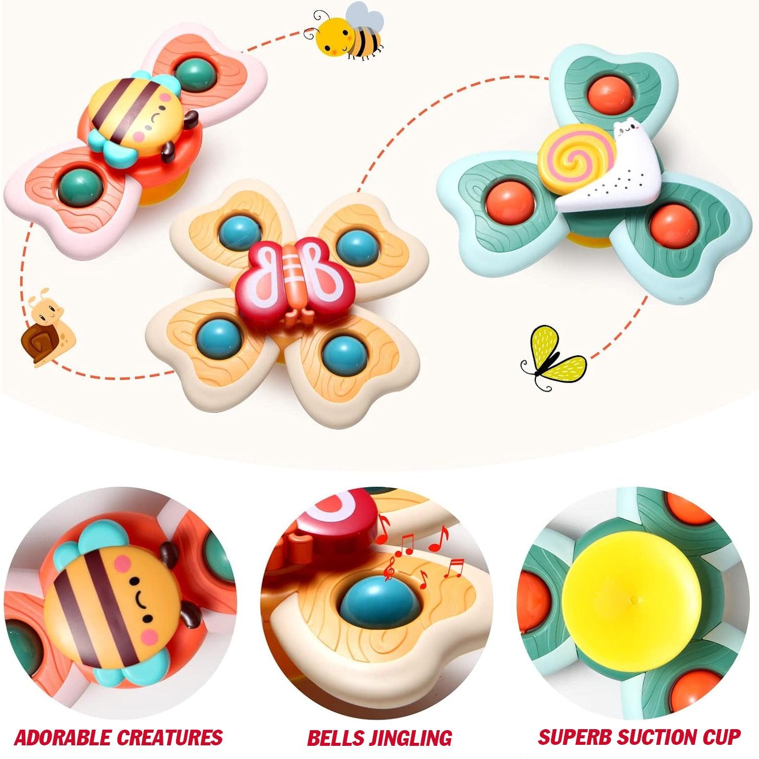 Fidget Spinner Toys - 3 Pcs Suction Cup Spinner Toys Sensory Early Education Bathtub Toy Dining Chairs Birthday Gifts Boy or Girl Baby & Toddler - Tophatter Daily Deals