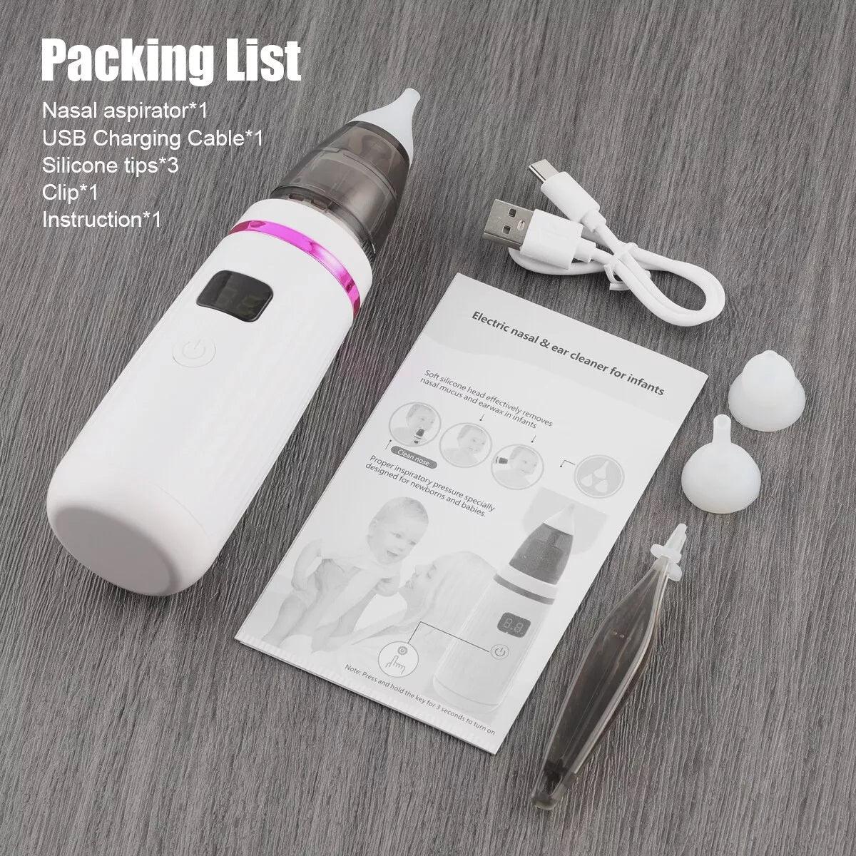 Electric Nose Aspirator - Rechargeable Baby Nasal Aspirator Safe Hygienic Nose Cleaner for Infant Baby & Toddler - Tophatter Daily Deals