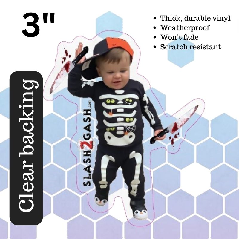 S2G Stickers Vinyl Decals for Knife Box Gun Case 3" Indoor/Outdoor - Asst. Toddler w kitchen knife - (CLEAR backing) Knife-Accessory - Tophatter Daily Deals