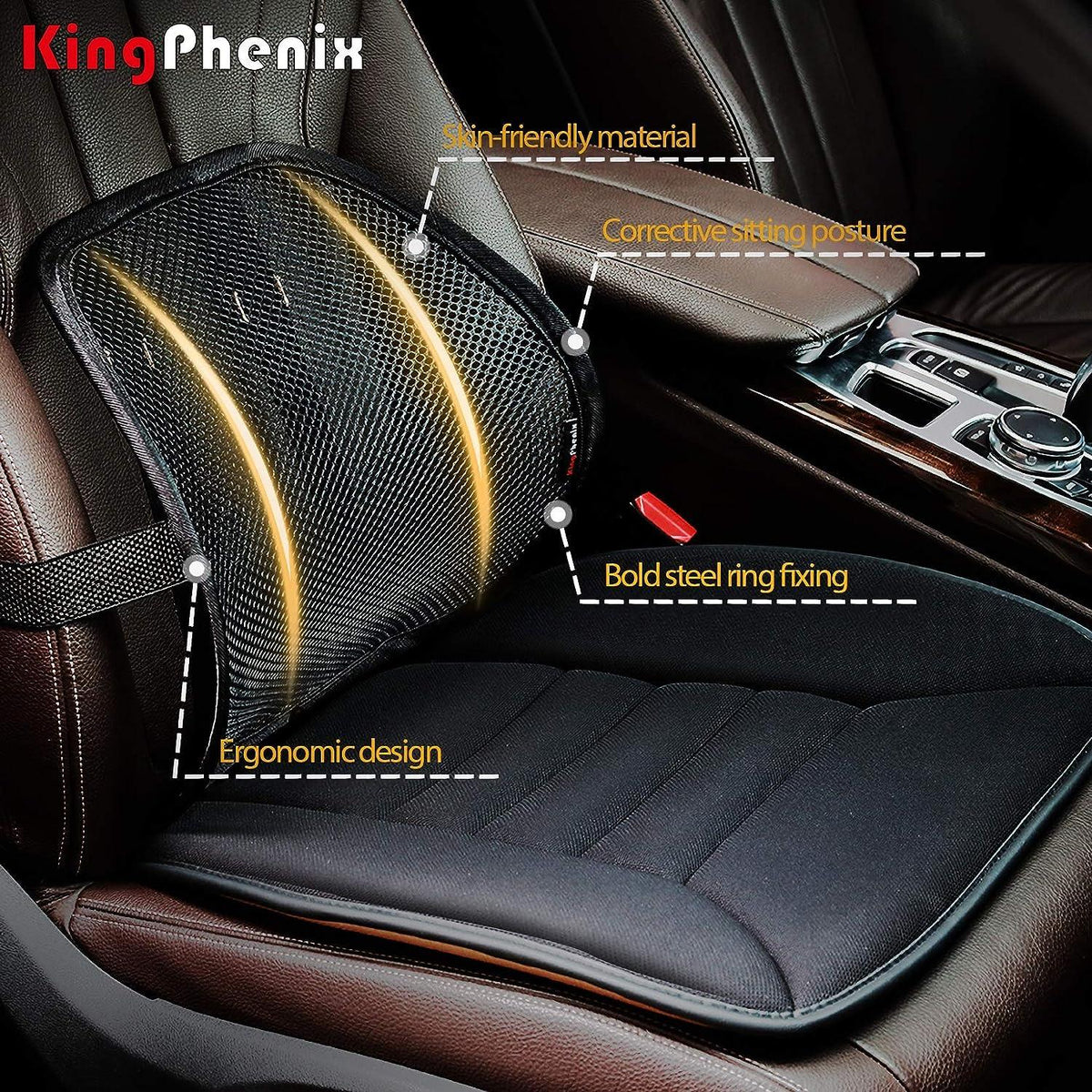Lower Back Support for Car Seat - Lumbar Back Support Cushion for Office Chair Posture Corrector Mesh Chair & Sofa Cushions - Tophatter Daily Deals