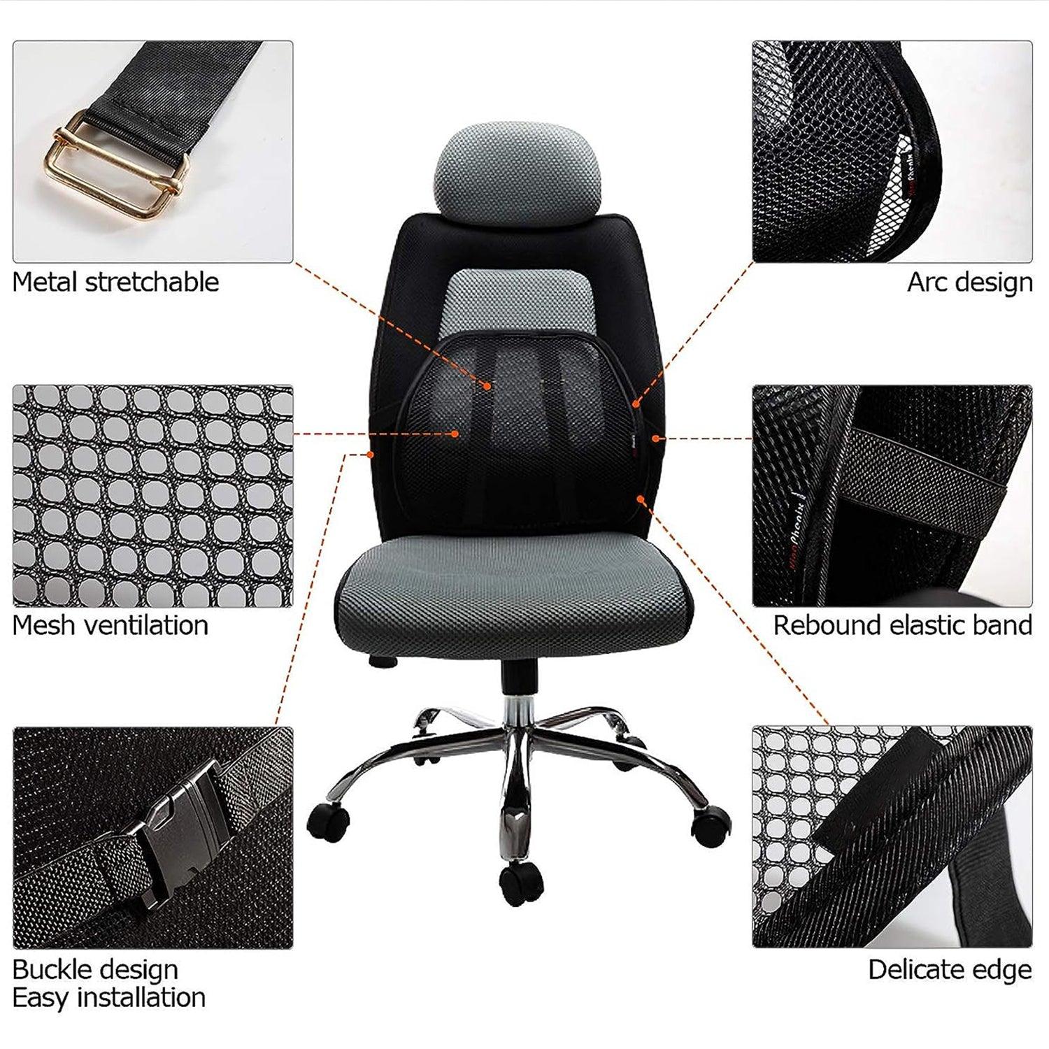 Lower Back Support for Car Seat - Lumbar Back Support Cushion for Office Chair Posture Corrector Mesh Chair & Sofa Cushions - Tophatter Daily Deals