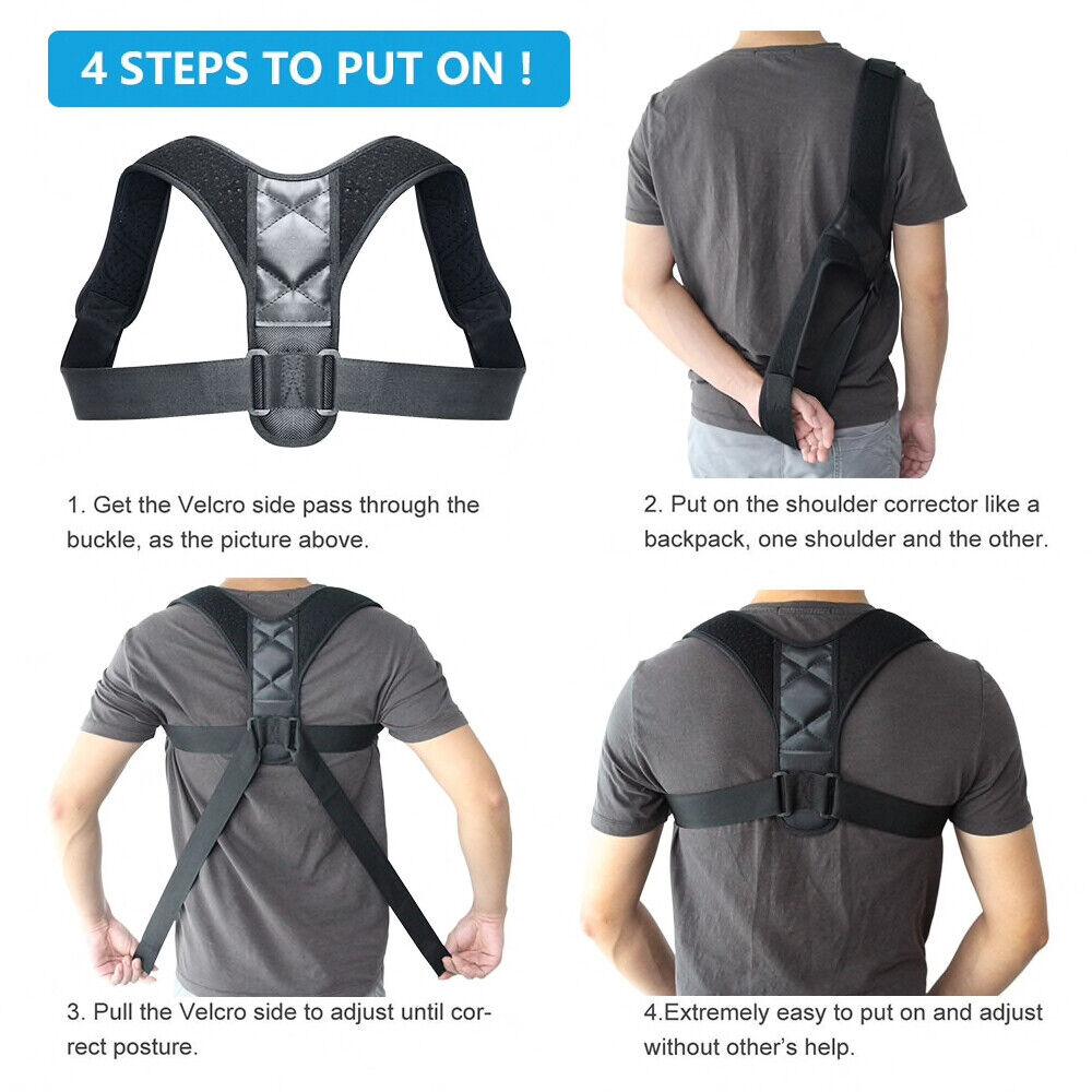 Posture Corrector Back Brace - Adjustable Breathable Clavicle Support Straight Shoulder Straps Personal Care - Tophatter Daily Deals