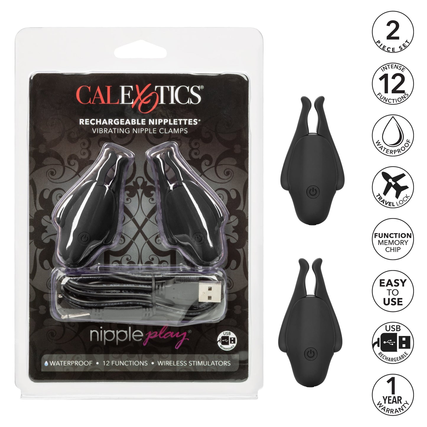 Rechargeable Nipplettes – Vibrating Adjustable Nipple Clamps > Sex Toys > Nipple Stimulators - Tophatter Daily Deals