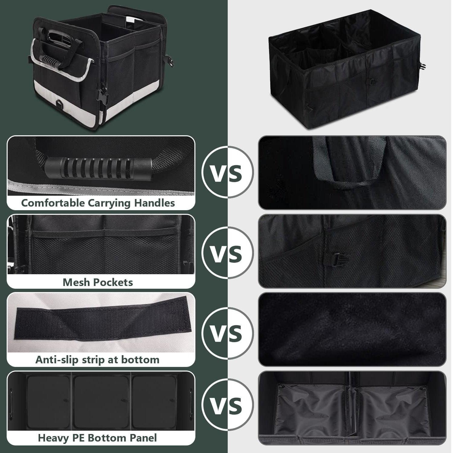 Car Boot Organiser - Heavy Duty Collapsible Foldable Tidy Pocket Storage Car Accessories - Tophatter Daily Deals