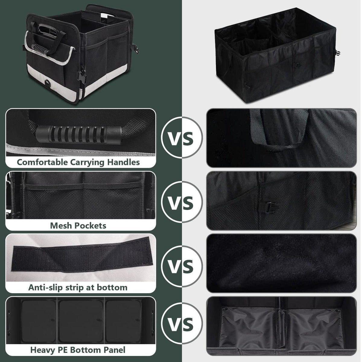 Car Boot Organiser - Heavy Duty Collapsible Foldable Tidy Pocket Storage Car Accessories - Tophatter Daily Deals