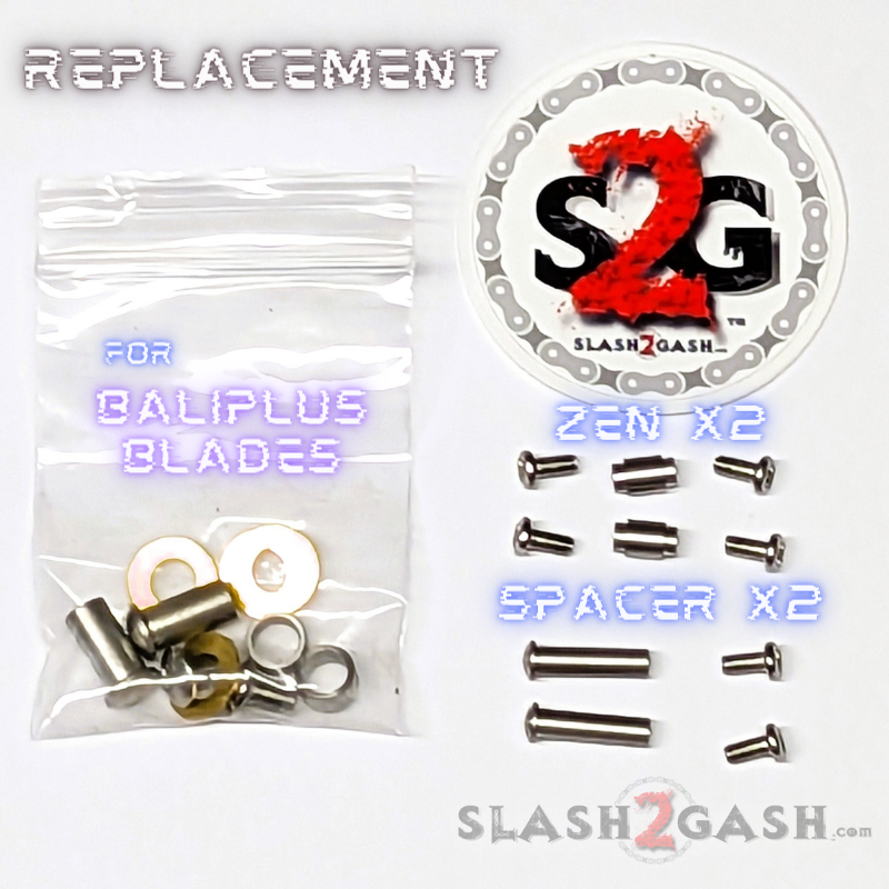 Balisong Spare Hardware Kit for TheONE REPLICANT (clone) - V1 Basic Hardware for BALIPLUS blades (NOT compatible with our FrankenRep) WITH 2x Zen pins + 2x Spacer pins Knife-Accessory - Tophatter Daily Deals