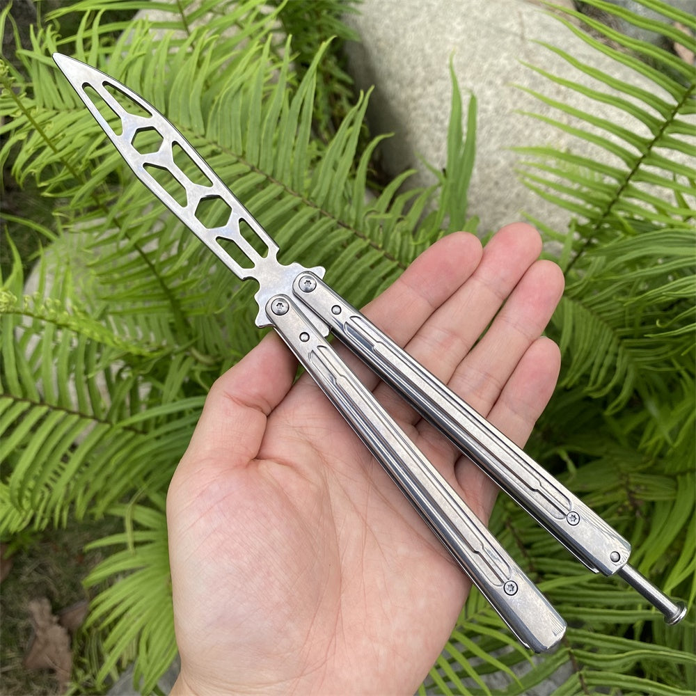 Stainless Steel Sword Comb Head Blunt Blade Balisong Butterfly Knife Trainer Trainer A - Tophatter Daily Deals