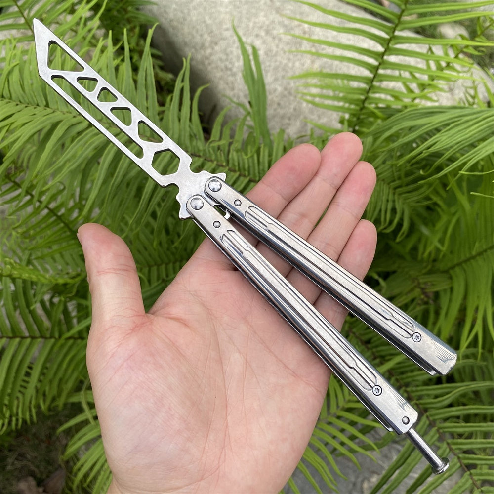 Stainless Steel Sword Comb Head Blunt Blade Balisong Butterfly Knife Trainer Trainer B - Tophatter Daily Deals