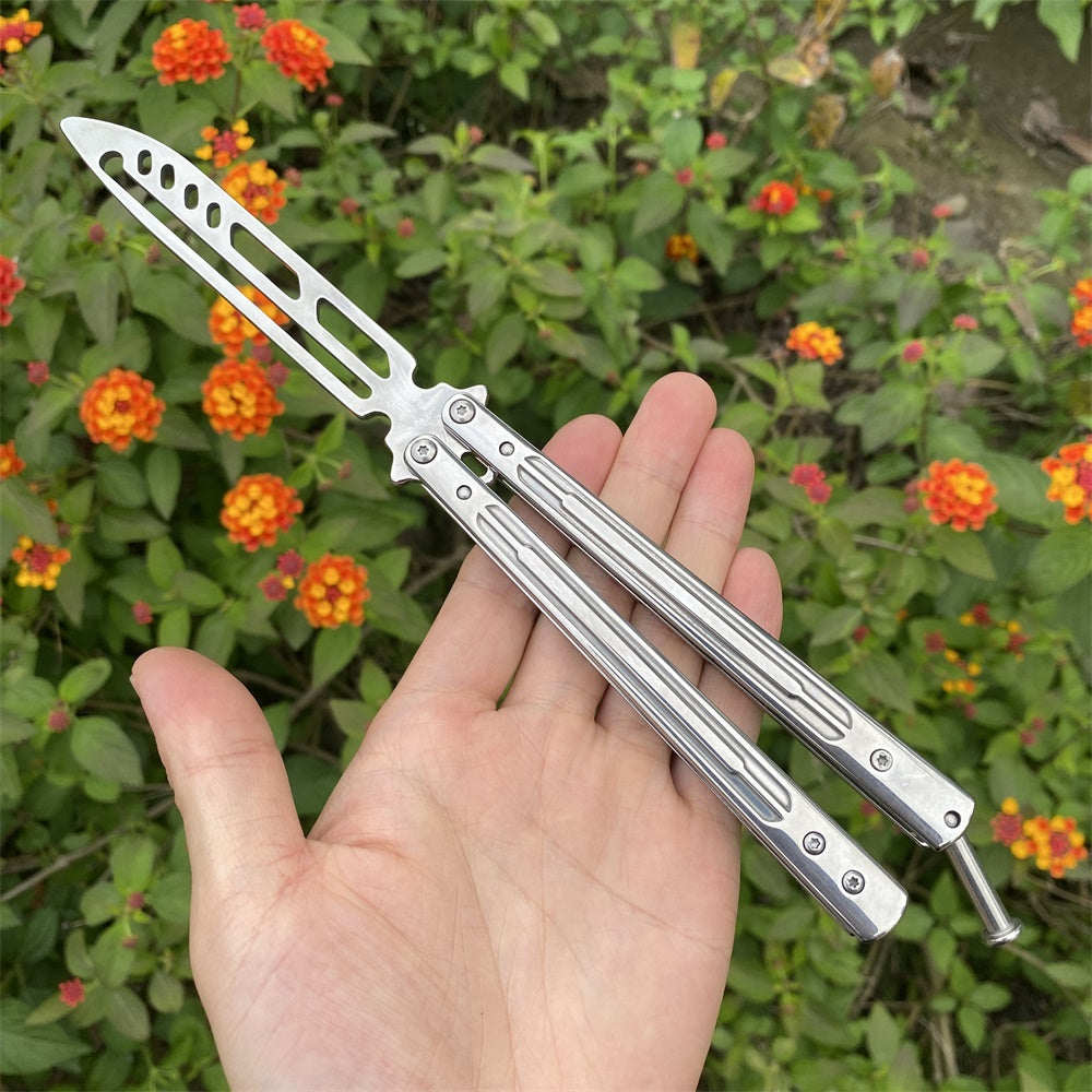 Stainless Steel Sword Comb Head Blunt Blade Balisong Butterfly Knife Trainer Trainer D - Tophatter Daily Deals
