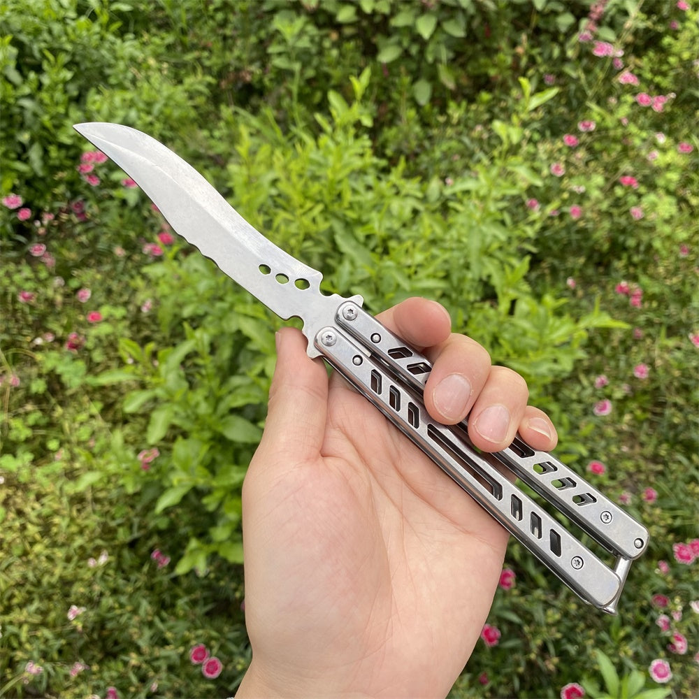 Blunt Blade Stainless Steel Balisong Butterfly Knife Trainer Trainer B - Tophatter Daily Deals