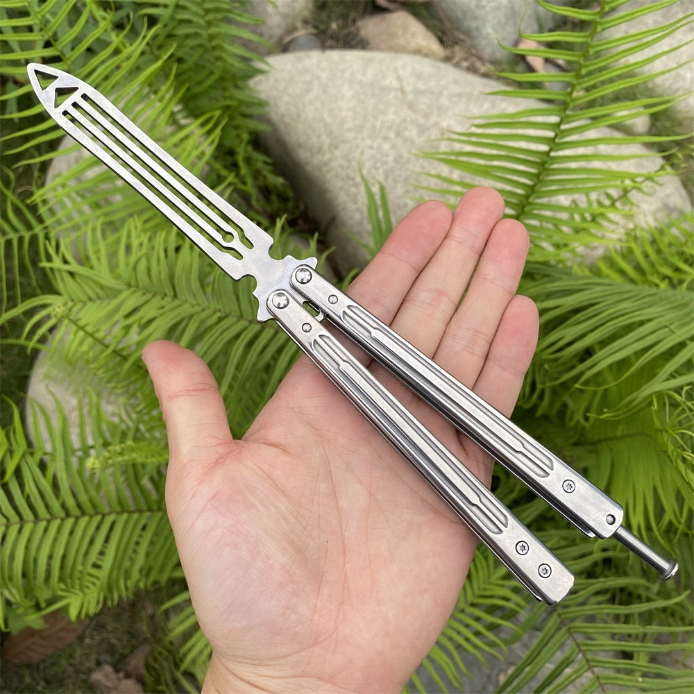 Stainless Steel Sword Comb Head Blunt Blade Balisong Butterfly Knife Trainer Trainer E - Tophatter Daily Deals