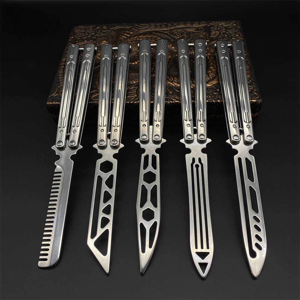 Stainless Steel Sword Comb Head Blunt Blade Balisong Butterfly Knife Trainer - Tophatter Daily Deals