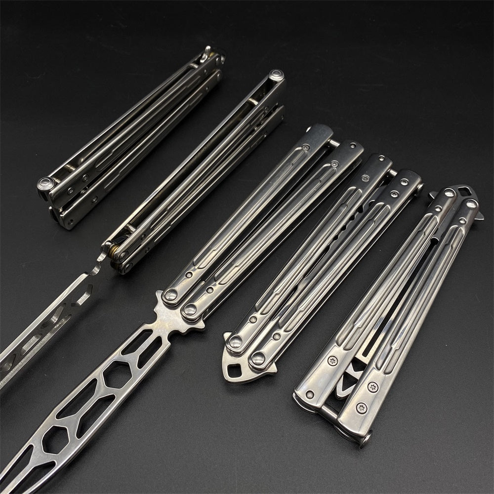 Stainless Steel Sword Comb Head Blunt Blade Balisong Butterfly Knife Trainer - Tophatter Daily Deals