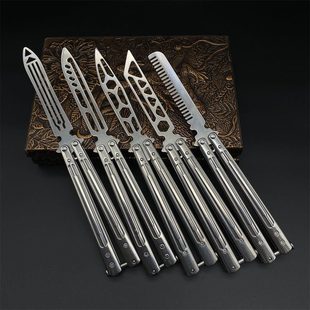 Stainless Steel Sword Comb Head Blunt Blade Balisong Butterfly Knife Trainer - Tophatter Daily Deals