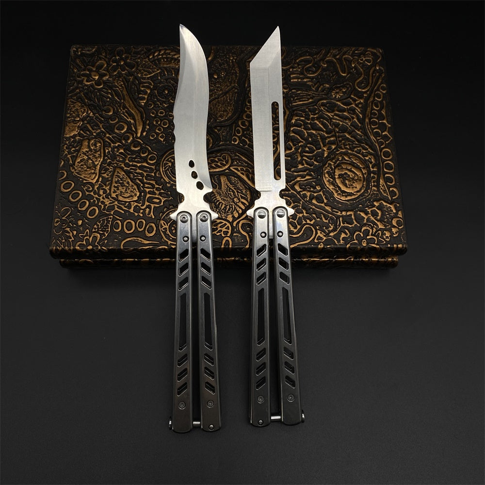 Blunt Blade Stainless Steel Balisong Butterfly Knife Trainer - Tophatter Daily Deals