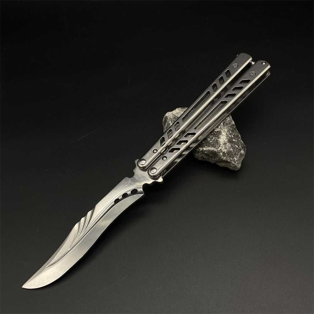 Blunt Blade Stainless Steel Balisong Butterfly Knife Trainer - Tophatter Daily Deals