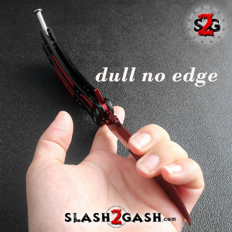 CSGO Red Slaughter Butterfly Knife TRAINER Dull PRACTICE Balisong Knife-Balisong - Tophatter Daily Deals
