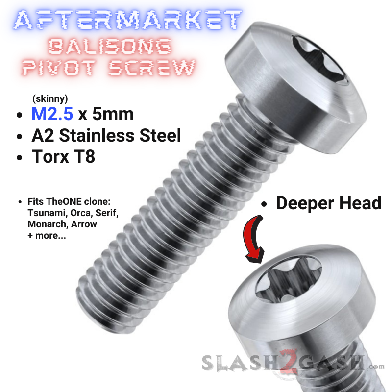 Balisong Spare Hardware Kit for TheONE Hammer CHAB (clone) - UPGRADED Aftermarket T8 Screws ONLY (Silver x2) - Deeper Heads Knife-Accessory - Tophatter Daily Deals