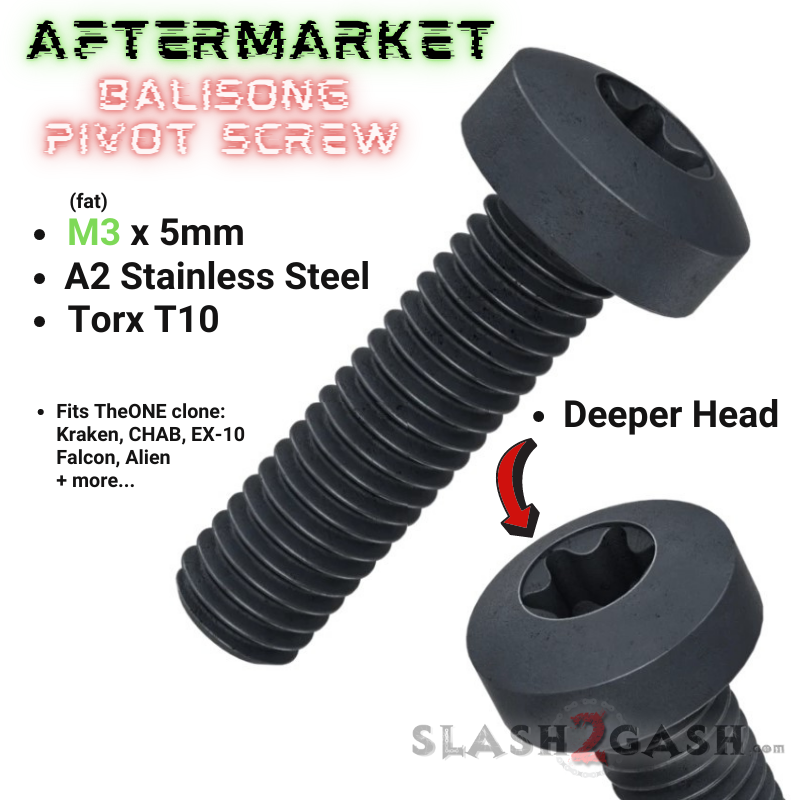 Balisong Spare Hardware Kit for TheONE CHAB (clone) + Zen Pin Aftermarket T10 Screws ONLY (Black x2) - Deeper Heads Knife-Accessory - Tophatter Daily Deals