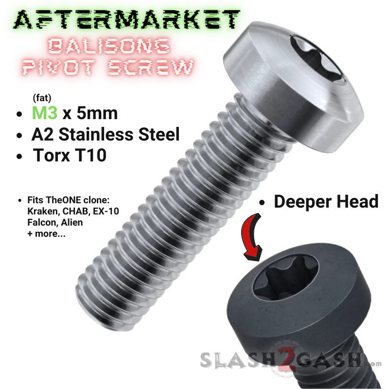 Balisong Pivot Screw (A2) Stainless Steel w/ DEEPER HEAD - M3 x 5mm T10 Knife-Accessory - Tophatter Daily Deals