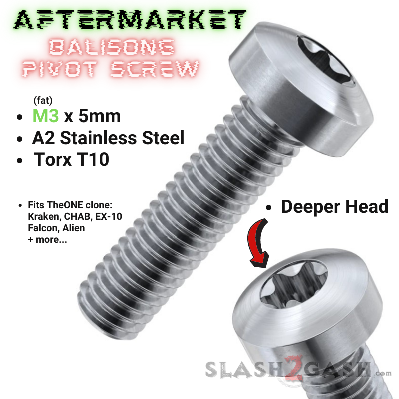 Balisong Pivot Screw (A2) Stainless Steel w/ DEEPER HEAD - M3 x 5mm T10 M3 x 5mm Torx T10 - Silver (x2) Knife-Accessory - Tophatter Daily Deals