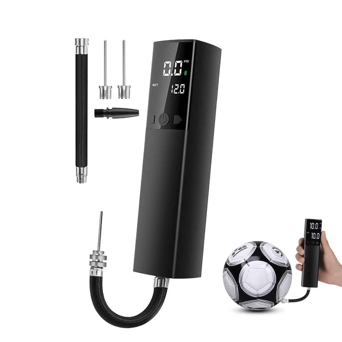 Electric Ball Pump - Deeplee Electric Ball Pump with LED Digital Display, Battery Powered for Soccer Soccer - Tophatter Daily Deals