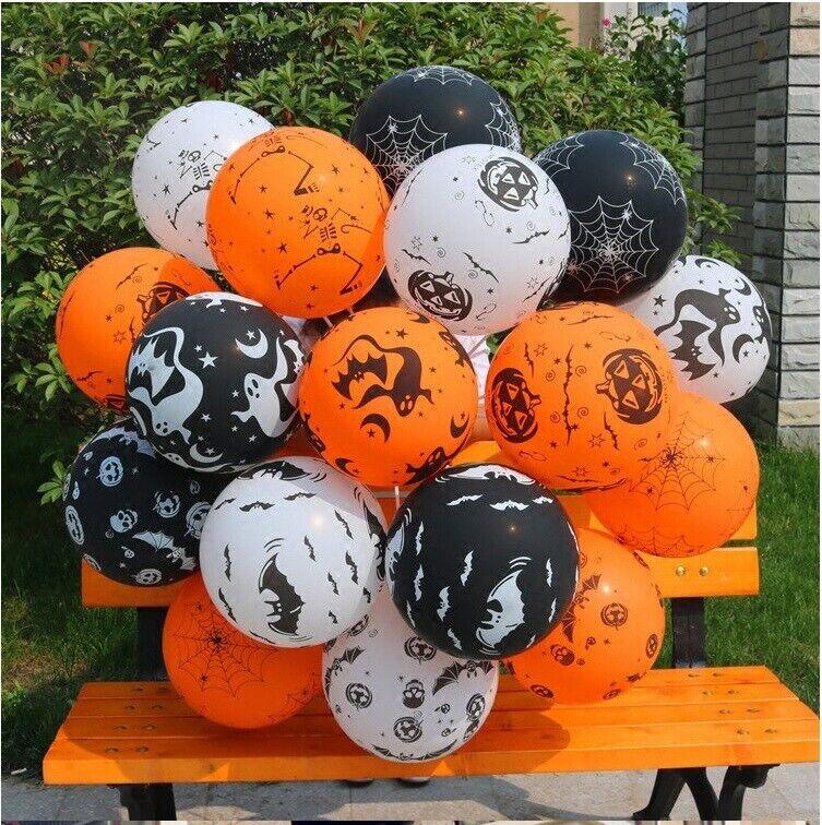 Balloon Decor for Halloween - 10x Halloween Balloons Black Orange Spooky Decorations Cobweb Pumpkin Halloween & Franchise - Tophatter Daily Deals