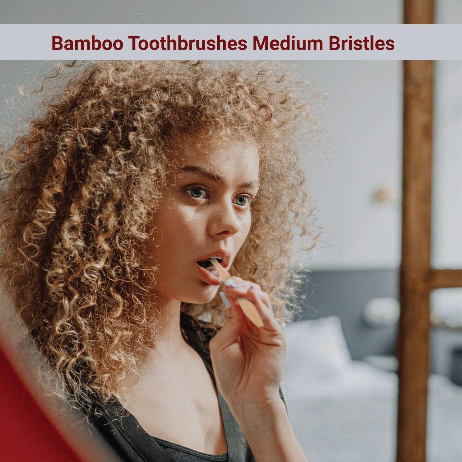 Bamboo Toothbrush Bristles - Goaycer Bamboo Toothbrushes Medium Bristles - Family 10 Pack Eco Friendly Biodegradable Organic Premium Wooden Toothbrush Personal Care - Tophatter Daily Deals