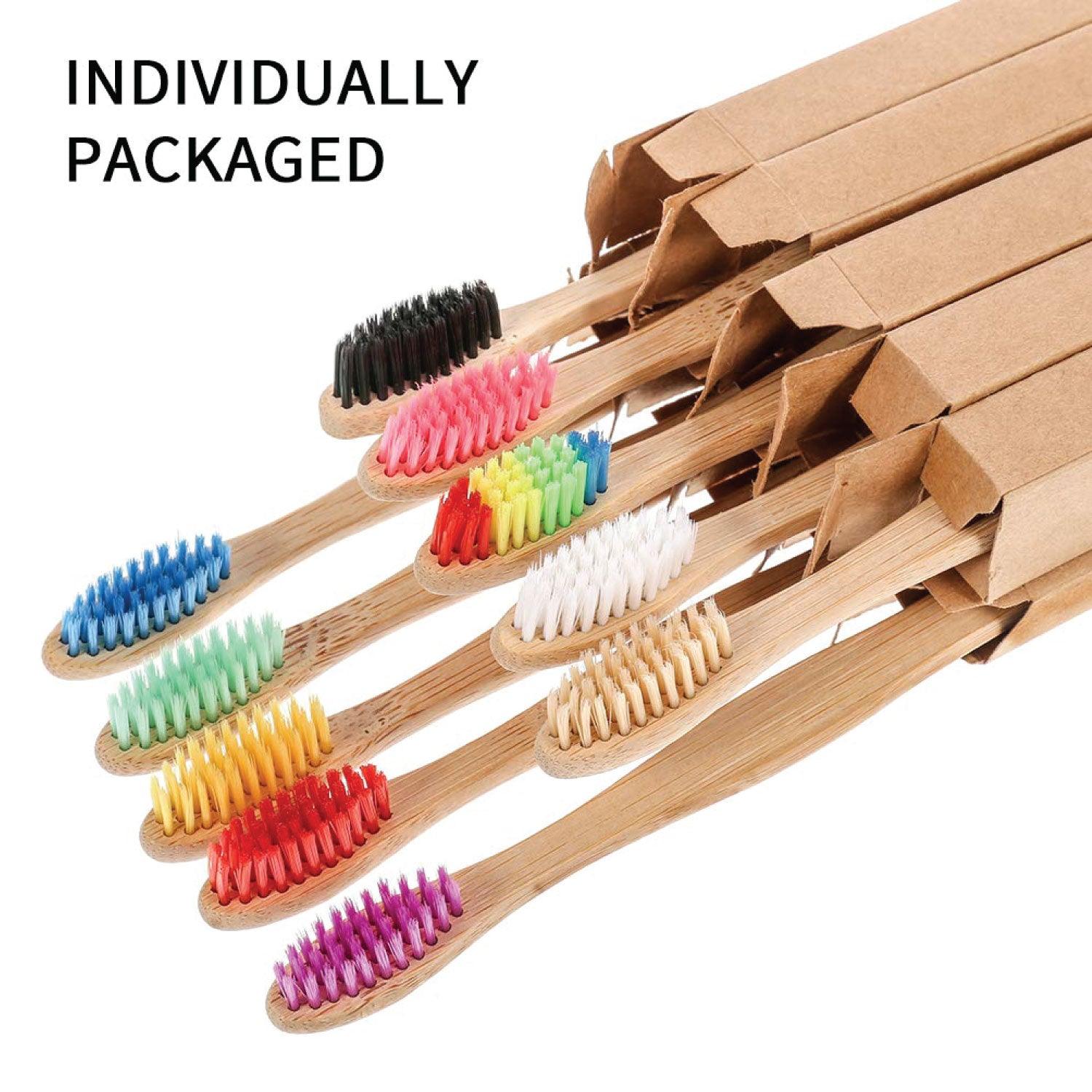 Bamboo Toothbrush Bristles - Goaycer Bamboo Toothbrushes Medium Bristles - Family 10 Pack Eco Friendly Biodegradable Organic Premium Wooden Toothbrush Personal Care - Tophatter Daily Deals