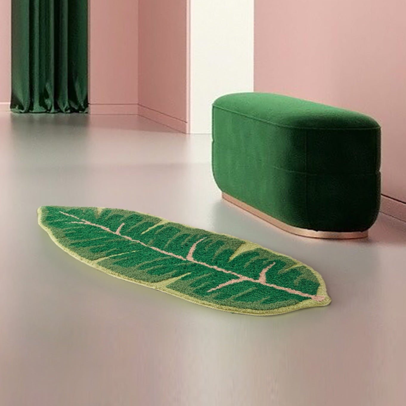 Banana and Monstera Mat 43 x 110 CM Banana Leaf Rugs - Tophatter Daily Deals