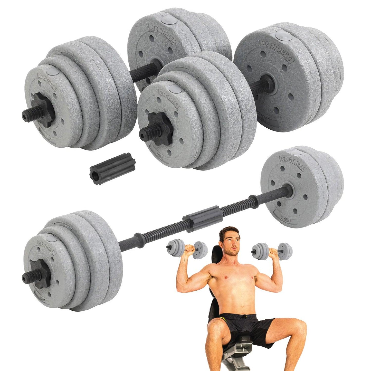 Barbell Weight Set - 30kg Dumbbell/Barbell Weight Set Pair of Hand Weights Gym Workout Dumbbells & Barbells - Tophatter Daily Deals