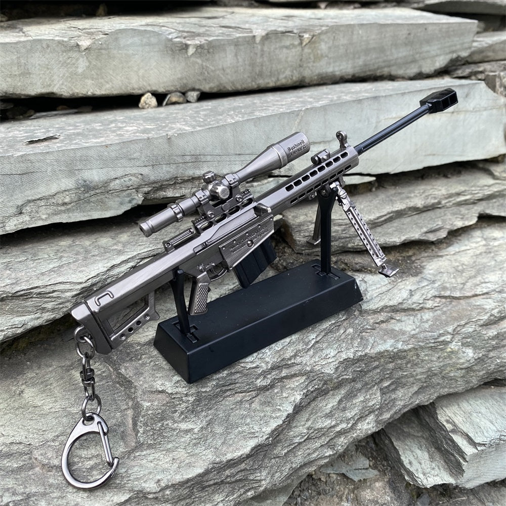 Metal Barrett M82A1 Sniper Rifle Gun Keychain 17CM/6.7" With Metal Stand - Tophatter Daily Deals