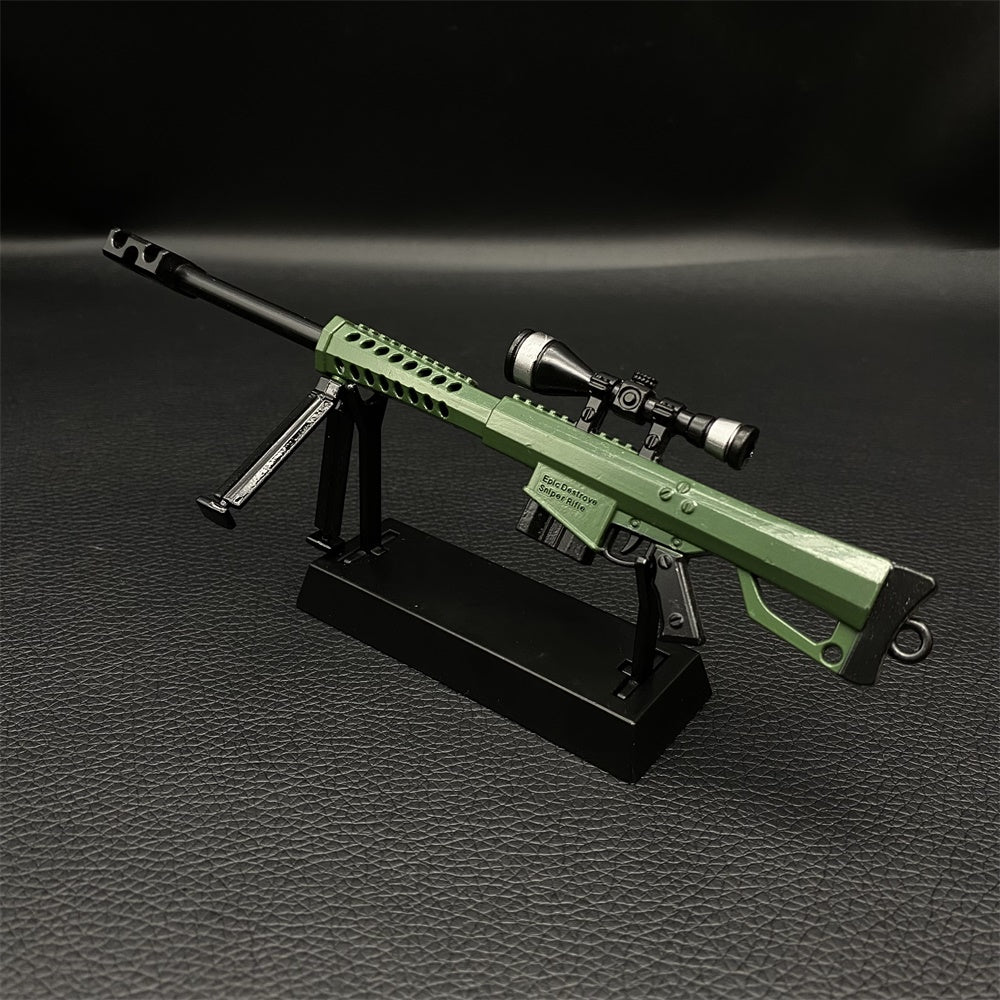 Miniature Metal Barrett Heavy Sniper Rifle 17.5CM/6.8" Wih Metal Stand - Tophatter Daily Deals
