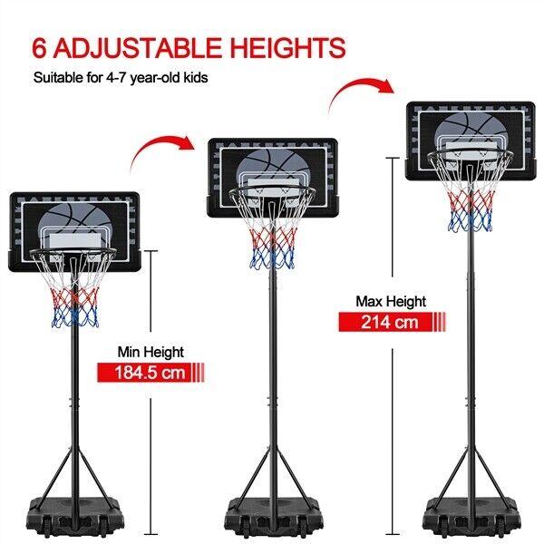 Portable Basketball Hoop UK - 7-8ft Height Adjustable Basketball Net Stand Sports & Outdoor - Tophatter Daily Deals