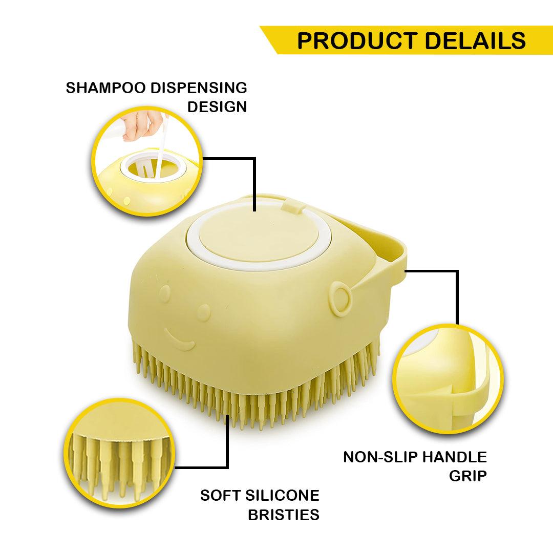 Pet Bath Brush - Pet Dogs Cat Massage Bath Brush Scrubber Shampoo Silicone Dispenser Shower Soft Apparel & Accessories - Tophatter Daily Deals