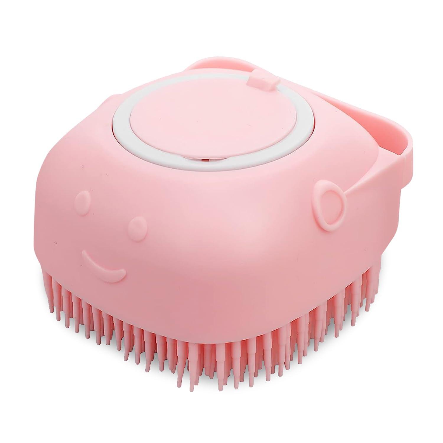 Pet Bath Brush - Pet Dogs Cat Massage Bath Brush Scrubber Shampoo Silicone Dispenser Shower Soft Pink Apparel & Accessories - Tophatter Daily Deals
