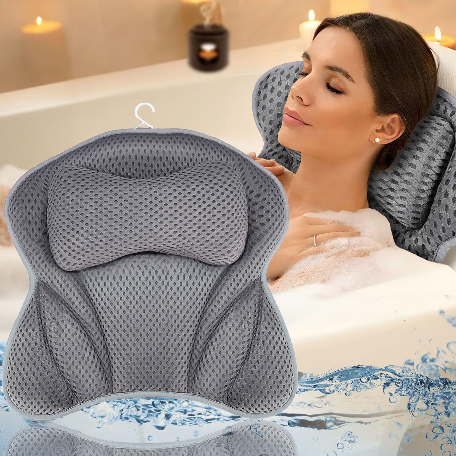 Waterproof Pillows for Baths - Luxury Waterproof Home Spa Non-Slip Comfort Bathtub Headrest Cushion Personal Care - Tophatter Daily Deals