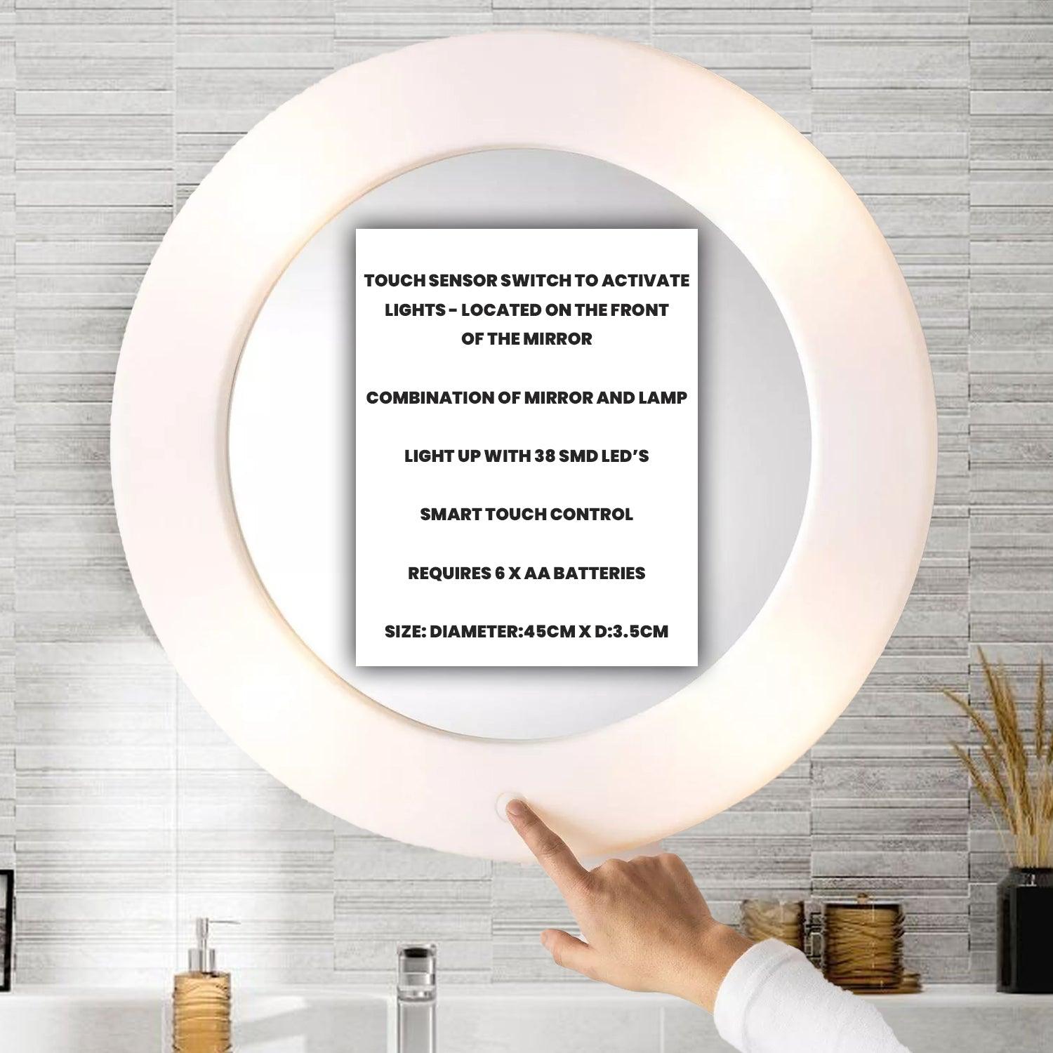 Light Up Mirror For Bathroom - LED Illuminated Bathroom Mirror Light Smart Touch Control New - Tophatter Daily Deals