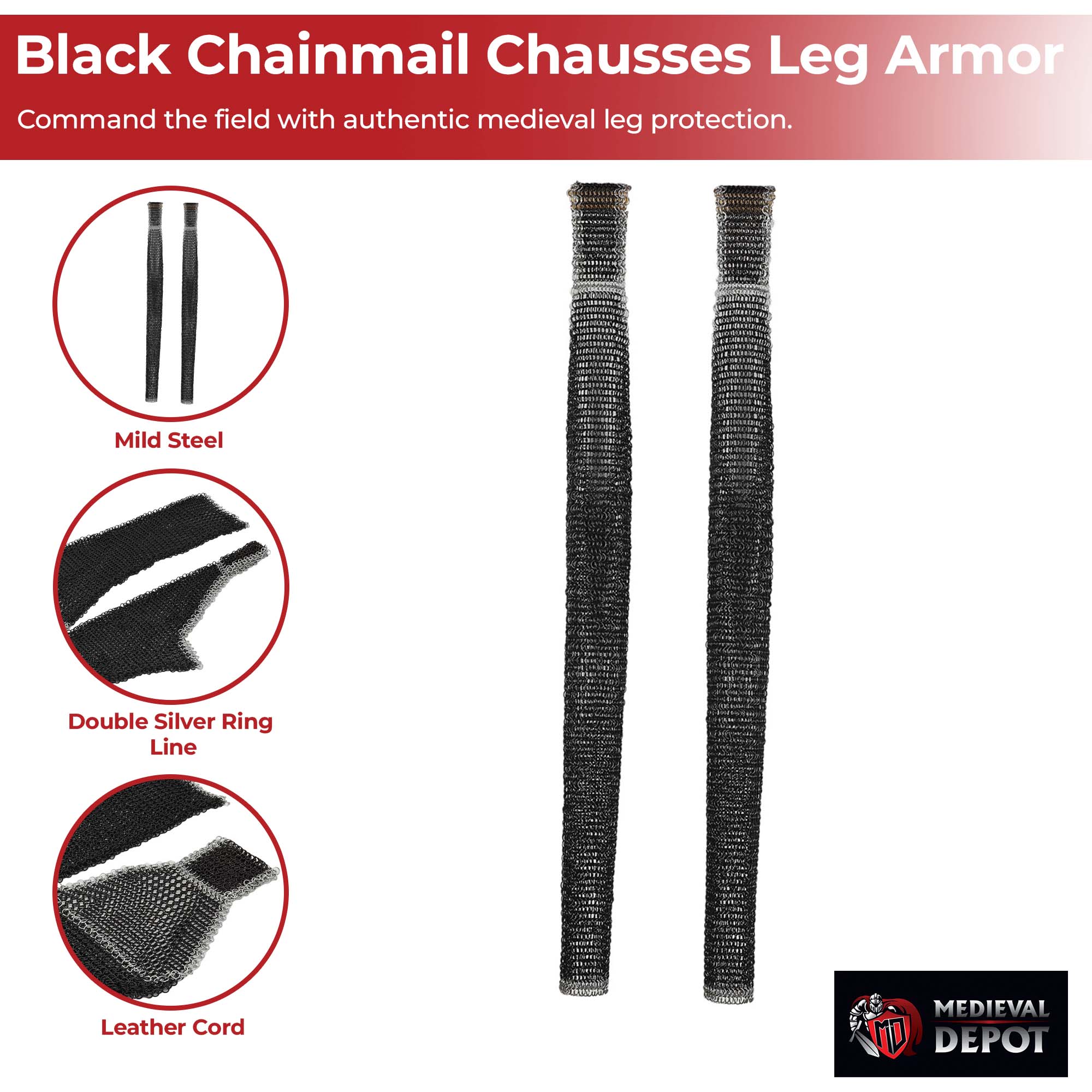 Battle-Ready Chainmail Chausses Leg Armor Medieval armor - Tophatter Daily Deals