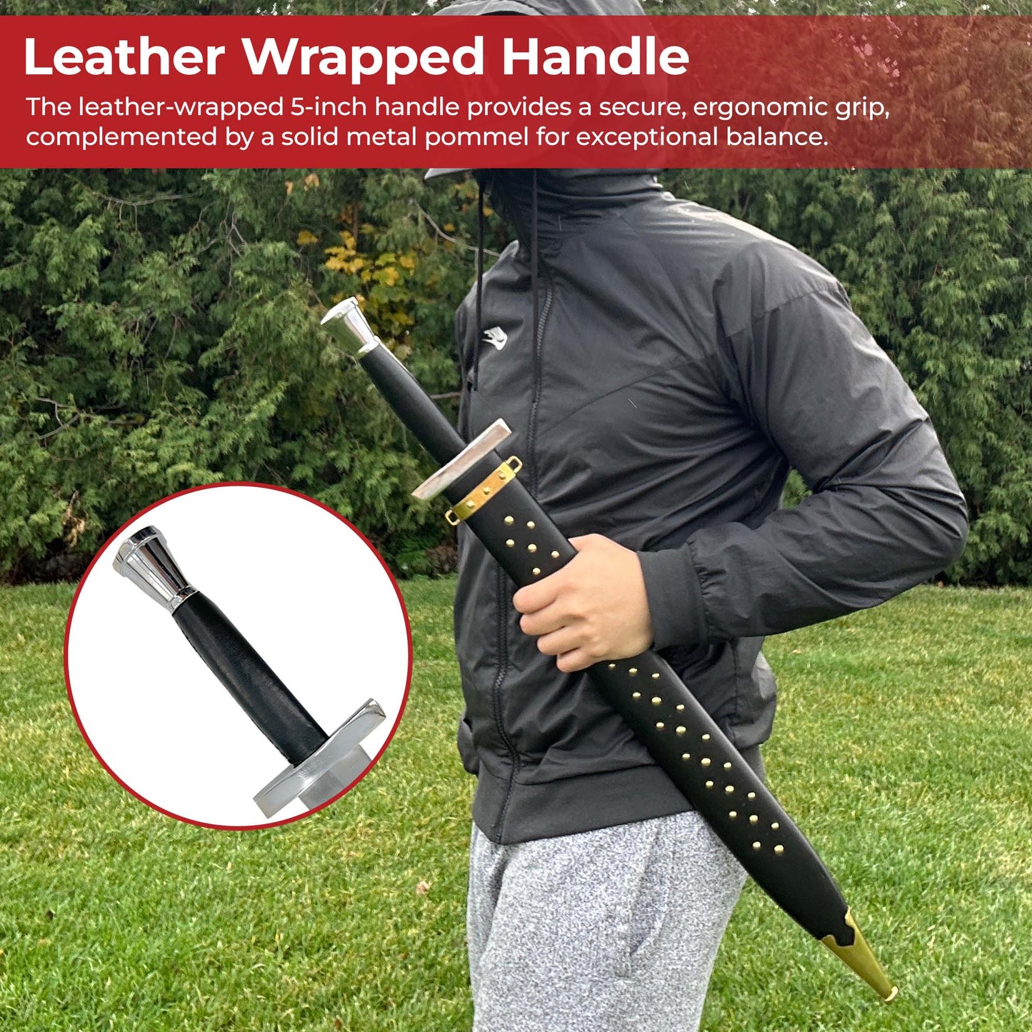 Battle Ready Greek Hoplite Sword with Leather Wrapped Handle Swords - Tophatter Daily Deals