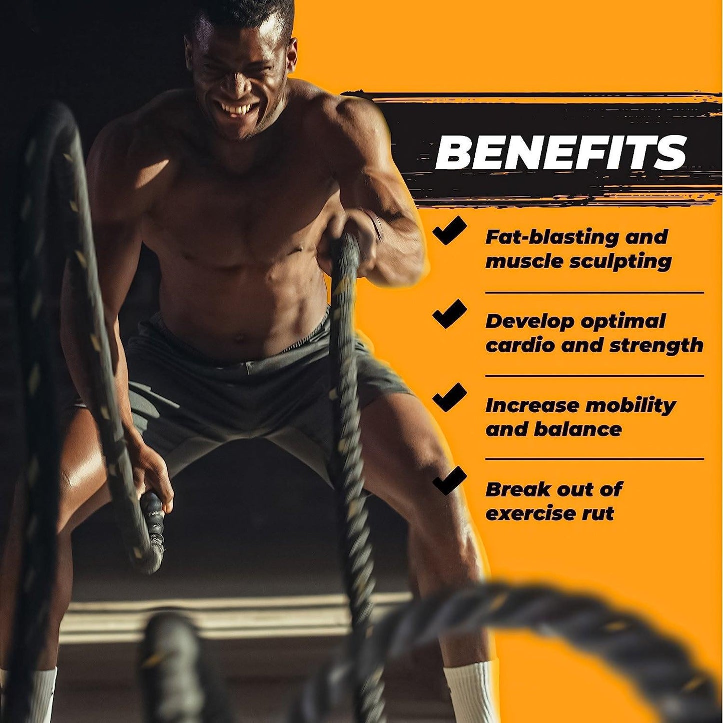 Battle Ropes for Sale - Best Battle Ropes UK Battle Ropes-38mm*9m Exercise Rope ,Training Rope with protective cover &Support Exercise & Fitness - Tophatter Daily Deals