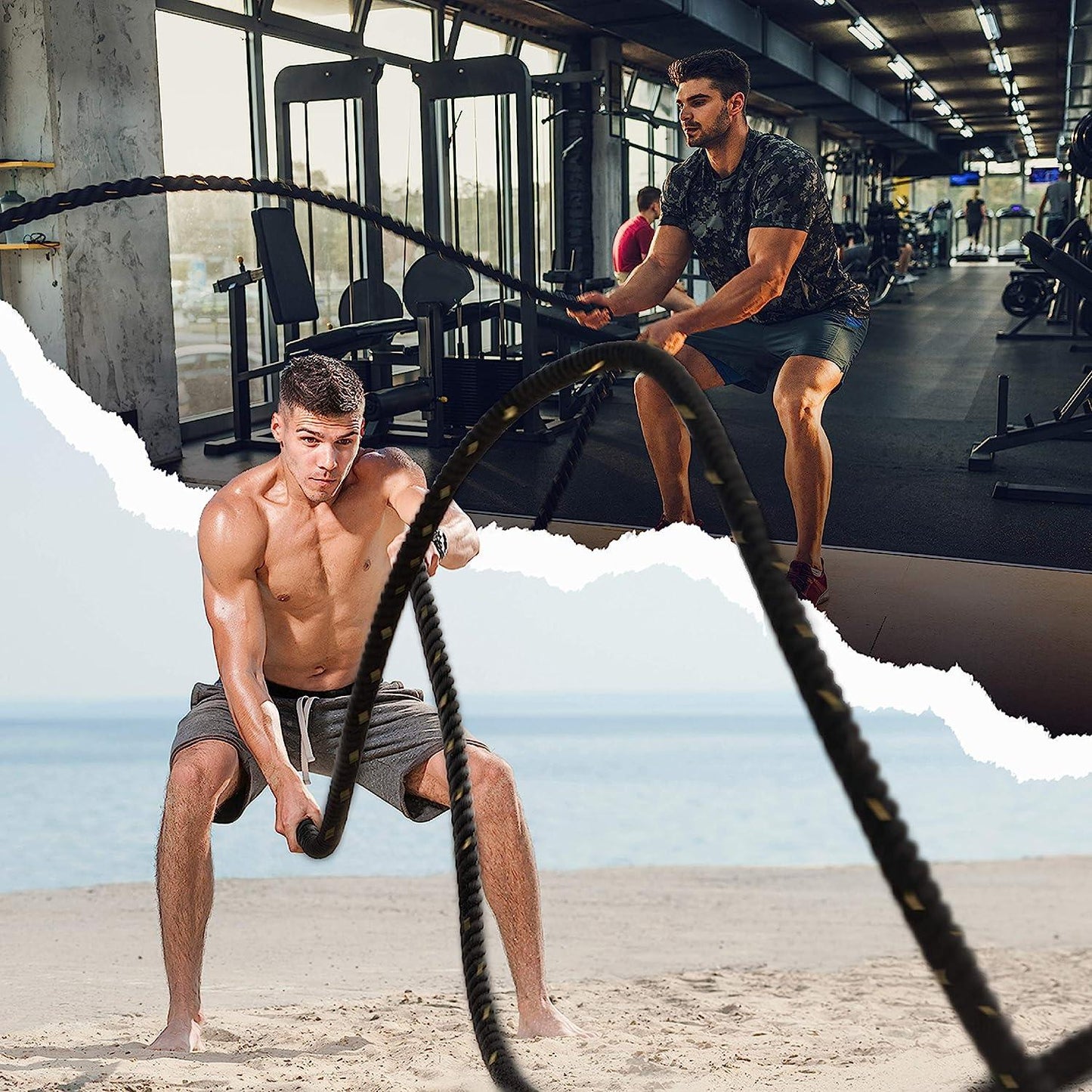 Battle Ropes for Sale - Best Battle Ropes UK Battle Ropes-38mm*9m Exercise Rope ,Training Rope with protective cover &Support Exercise & Fitness - Tophatter Daily Deals