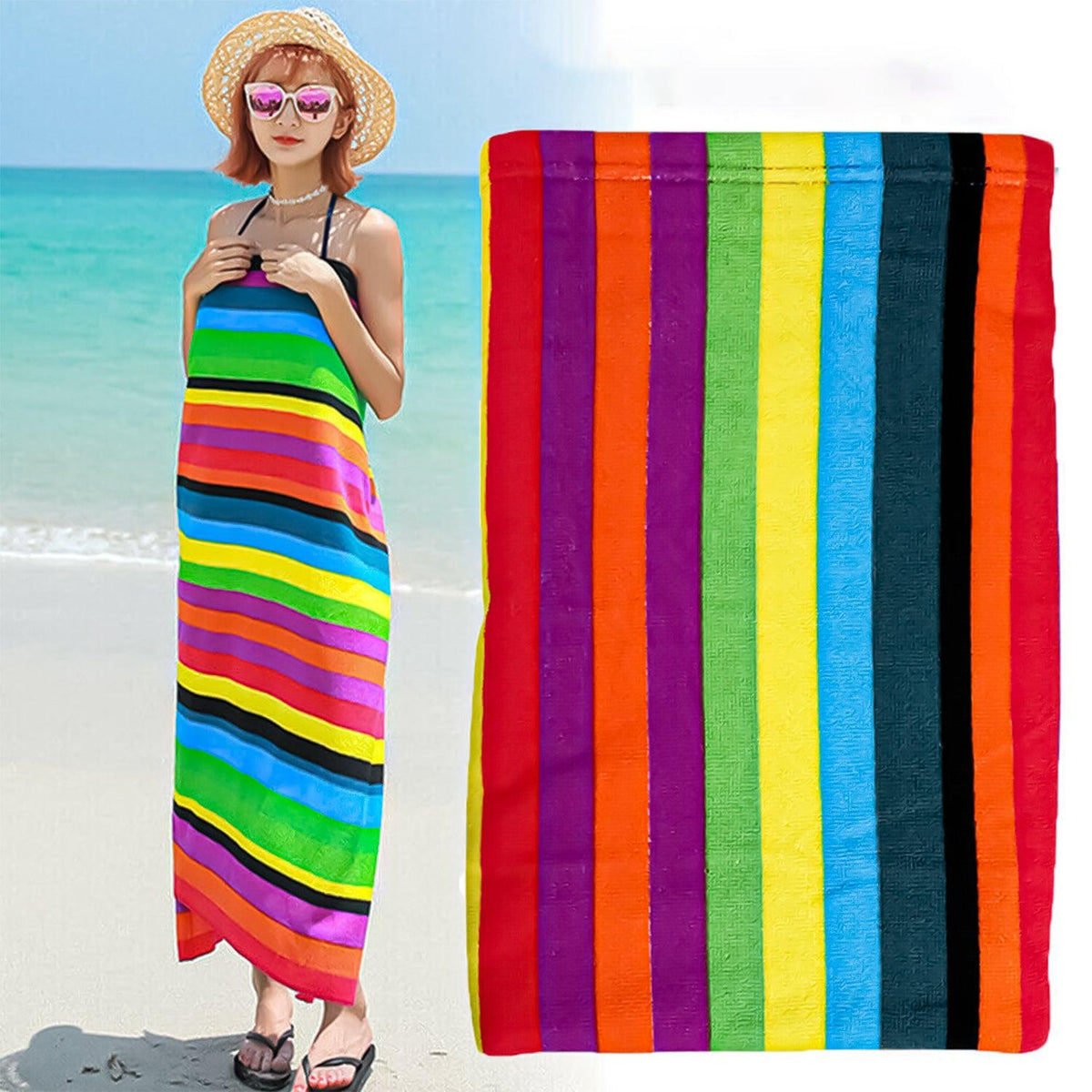 Microfibre Beach Towel - Lightweight Beach Towel Quick Dry Travel Towel Outdoor Recreation - Tophatter Daily Deals